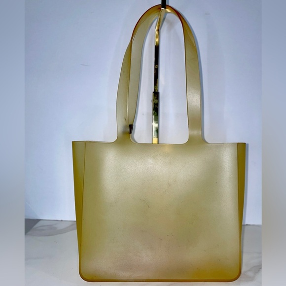 Authentic CHANEL Tote Bag rubber Yellow COCO Logo. Small tear on one handle: COA - Picture 10 of 16